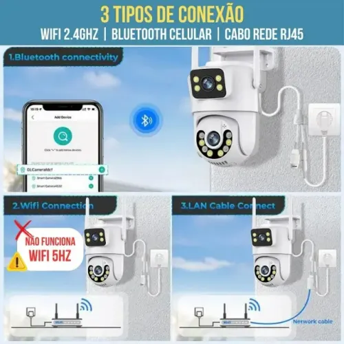 Câmera Prova d'água com App no celular 2 Lentes