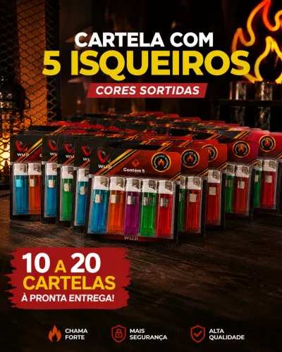 Cartela com 5 Isqueiros WUJI