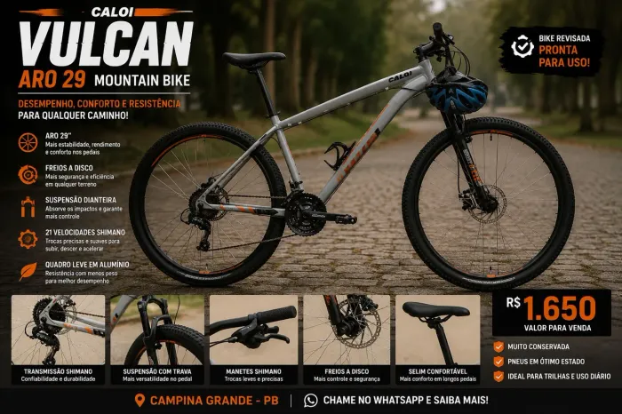 MTB Caloi Vulcan Aro 29 | Shimano 21v | Revisada!