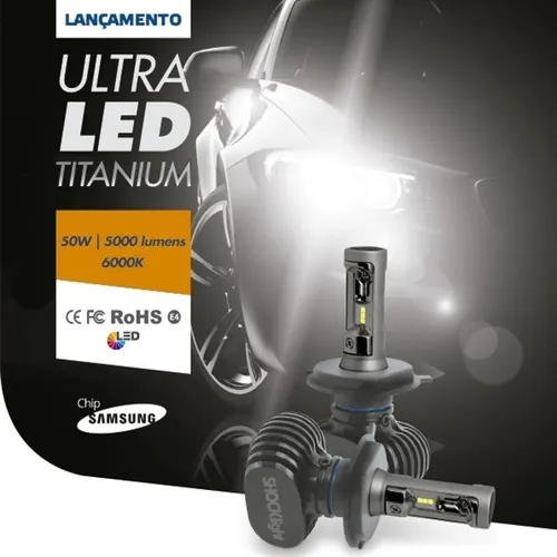 Lâmpada Automotiva Ultra Led Titanium - 10.000 Lumens H1 H3 H7 H8 H16 HB3 H27