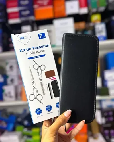 Kit Tesouras e Acessórios Para Barbeiro