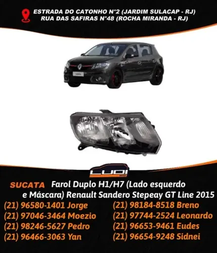 Farol Duplo H1_H7 (Lado esquerdo e Máscara) Renault Sandero Stepeay GT Line 2015