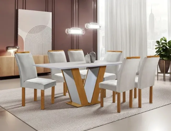 Mesa Qatar 6 Cadeira Londres Tecido 169 160x80