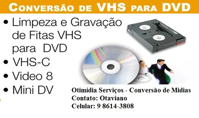Conversão de fitas VHS,8mm Cassete e SVhs.