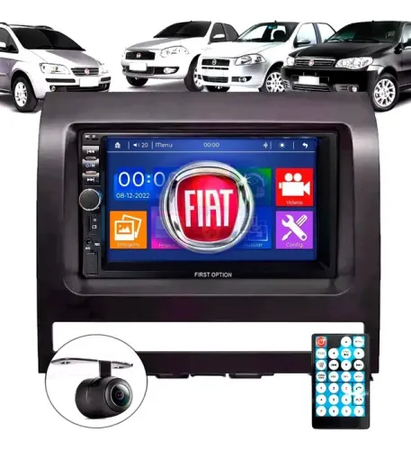 Central Multimídia 2 Din Mp5 Fiat Palio Siena Câmera Moldura