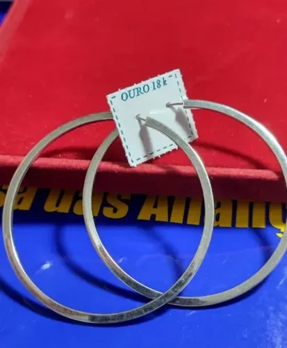 Argola Ouro Branco 2.30 Gramas 28 mm x 1 mm Tudo 