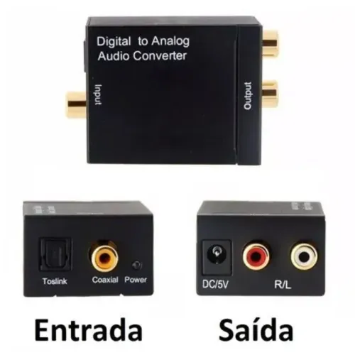 Adaptador Conversor Ótico Toslink E Coaxial Digital Para Rca