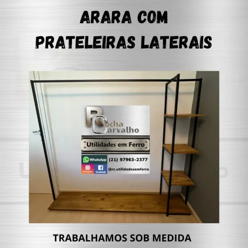 Arara Industrial com Base e Prateleiras Laterais. Sob Encomenda.
