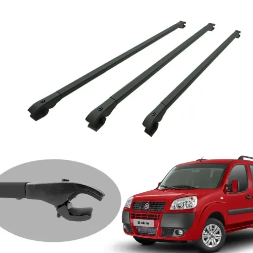 Travessa rack de teto alumínio preta Doblo 2002 a 2021 
