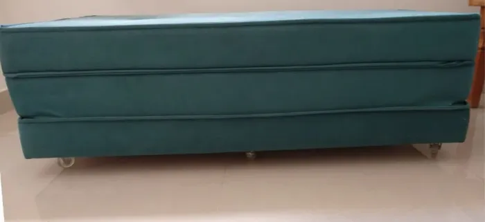 Puff Cama Dobrável Casal Suede Verde Petróleo