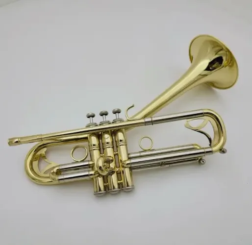 Trompete Profissional campana acima afinação Bb dourado completo luthieria margewate fabri
