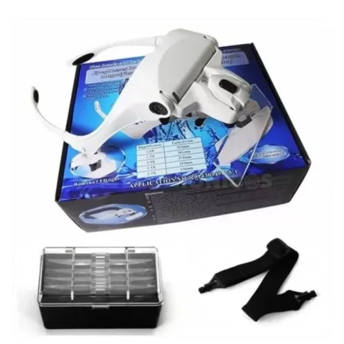 Lupa Oculos Branco Com 5 Lentes Com Led Zk333272