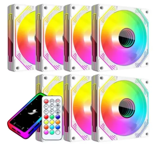 Kit 7 Fan Digoo Wind X Argb Infinito 120mm + Controladora somos loja fisica 