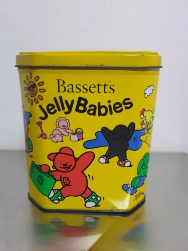 Lata de Metal Vintage 1998 Jelly Babies Bassett's tin - Antiguidade