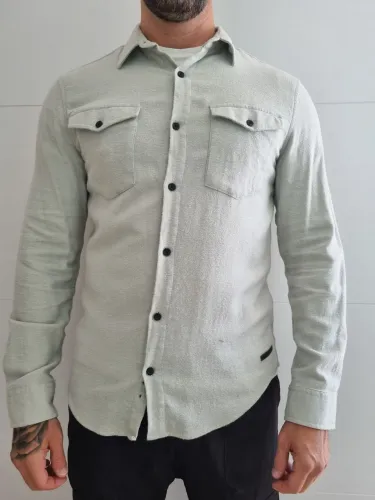 Camisa flanelada Longa Masculina Verde Claro