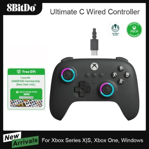 Controle Gamer 8BitDo Ultimate C Dark Cinza Xbox, Hall Effect, RGB, XBOX/W11, 12x 28,44