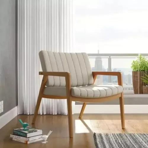 Poltrona Uxuá Linho Madeira Maciça -FAZEMOS ENTREGA!