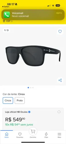 Óculos HB polarizado.