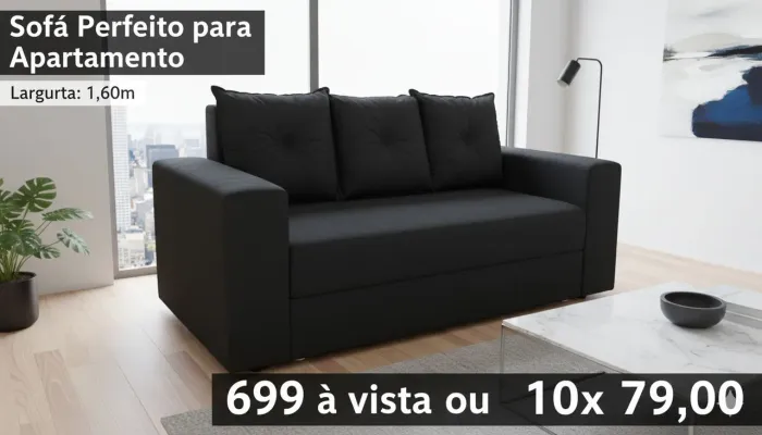 Sofá preto 3 lugares entrega grátis 