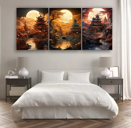 Quadros Decorativos: Paisagem Oriental - Tríptico