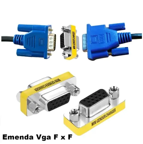 Emenda Para Cabo Vga 15 Pinos Fêmea X Fêmea