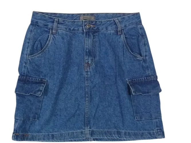Saia CURTA  Jeans Cargo - Estilo e Conforto 