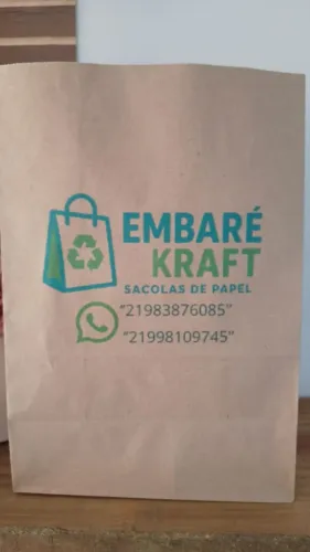 100 unidades Sacolas Kraft personalizadas