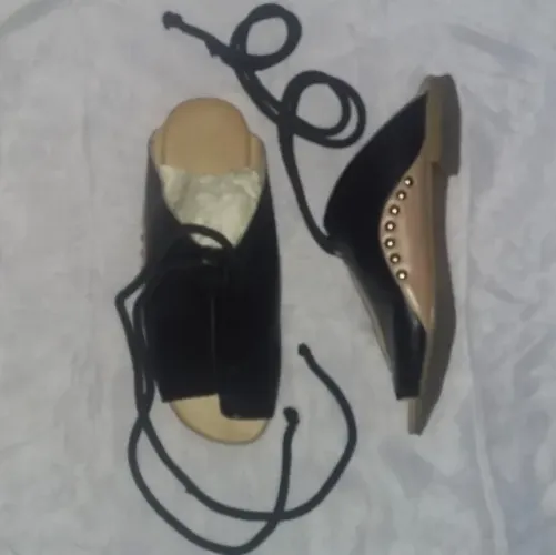 Sandalia feminina preta de cordas amarração -(promocao roupas sapatos femininos liquidacao