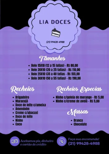 BOLOS E DOCES PRA SUA FESTA 