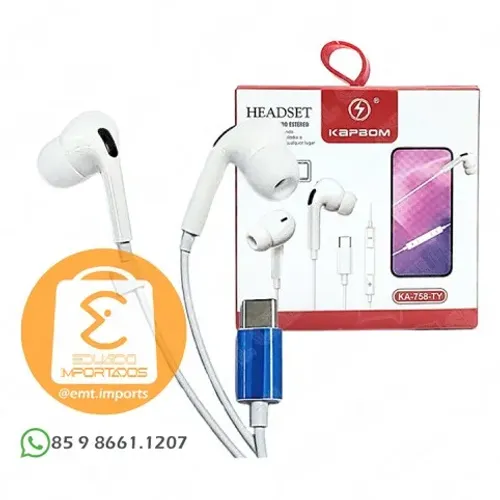 Fone de Ouvido Com Fio Tipo-C Kapbom KAP-758-TY