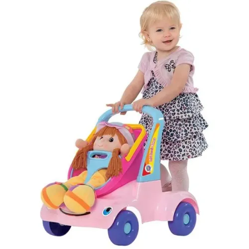Andador Bebe Passeio Boneca Rosa - Merco Toys