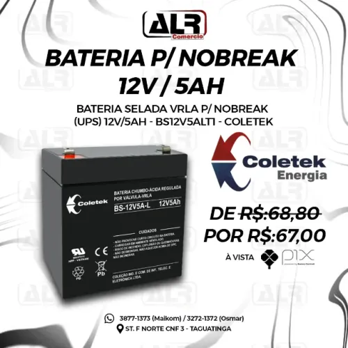 BATERIA SELADA 12V 5AH COLETEK NOBREAKS