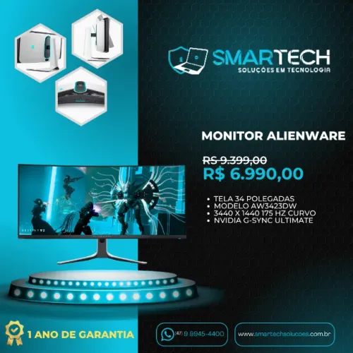 Monitor Dell Alienware 34 Oled, 3440x1440 165 hz (180hz com boost) 0.5 ms
