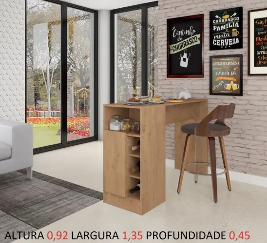 Bancada gurmer com Adega e Prateleiras - Design Moderno