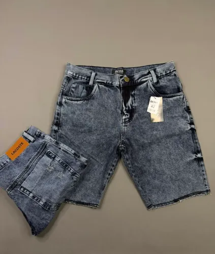 Bermudas masculinas jeans padrão, jeans impecável original, durabilidade na lavagem
