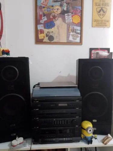 Som 3x1 cce impecável vinil, K7, cd e radio