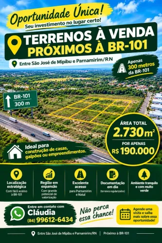 Área de 2.730m² por apenas R$ 190 mil - 300m da BR-101