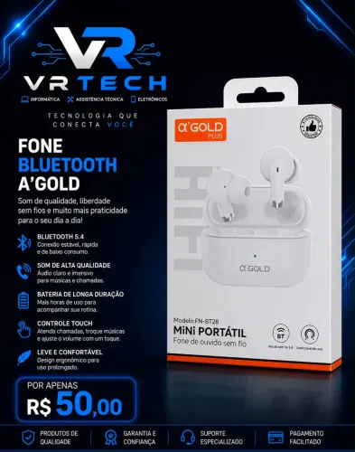 FONE BLUETOOTH A?GOLD PLUS - SOM DE QUALIDADE E SEM FIOS