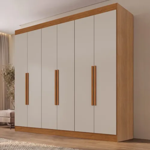 Guarda-Roupa 6 Portas Roma 1,77 m Cinamomo/Off White Entrega Rápida
