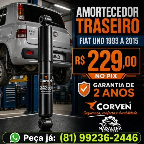 Amortecedor Traseiro Corven 34259 Fiat Uno 93 a 2015 - R$ 229 no PIX | Garantia 2 anos