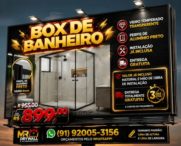 BOX DE VIDRO P/BANHEIRO