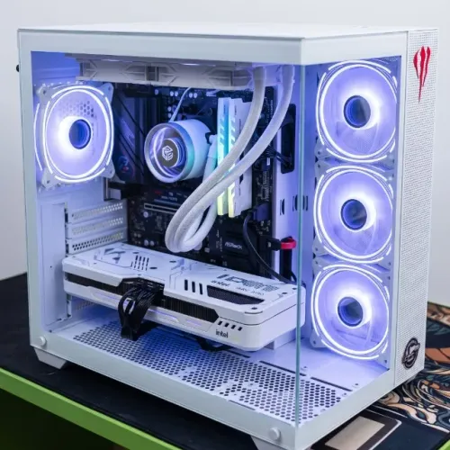 PC Gamer All White Completo - Ryzen 7 5700X + Intel Arc B580 12GB + Gabinete Aquário