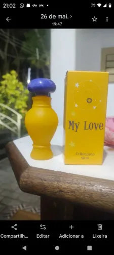 Perfume boticário My love 50 ml com caixa perfume pela metade...antigo para colecionadore