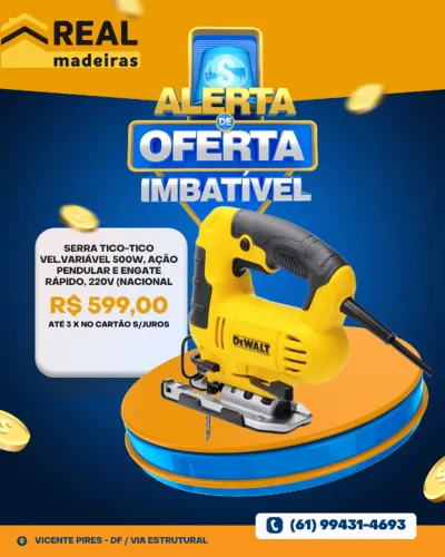 Serra Tico-Tico DEWALT - 650W - Velocidade Variável (220V)