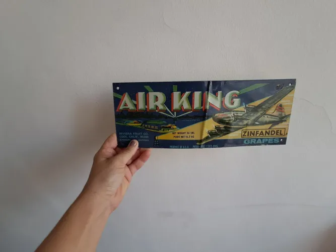 Placa em metal AIR KING uvas vintage retrô