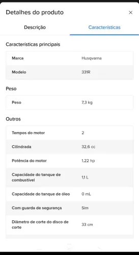 Roçadeira e motoserra  Husqvarna 