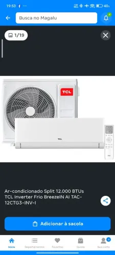Ar-condicionado Split 12.000 BTUs TCL Inverter