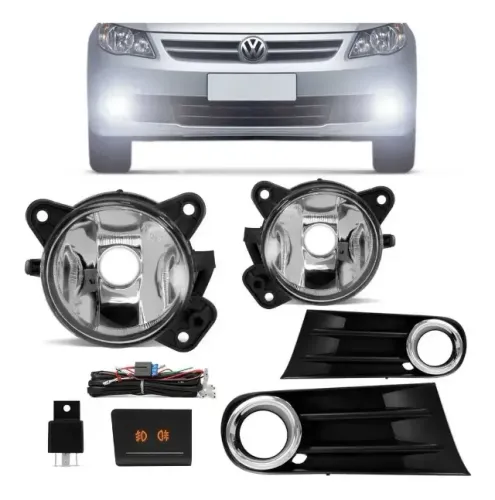 Kit Farol De Milha Gol G5 Moldura Cromada 09 2010 2011 2012