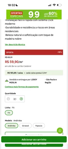 Piso laminado click com manta