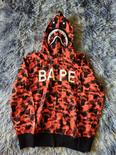 moletom bape x Xo camo shark laranja